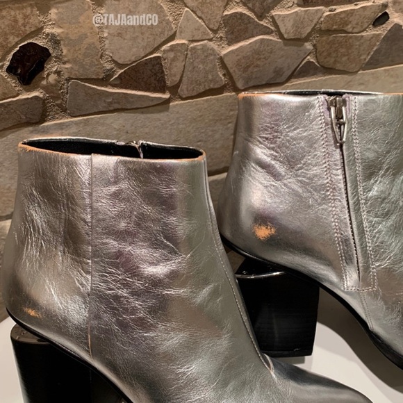 ALEXANDER WANG: Metallic Floating Heel Zip Bootie - Picture 7 of 11
